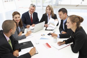 Mixed group in business meeting