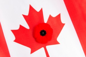 Canadian Flag and Red Poppy
